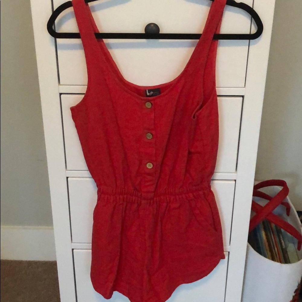 Sparkle and Fad Red Linen Romper